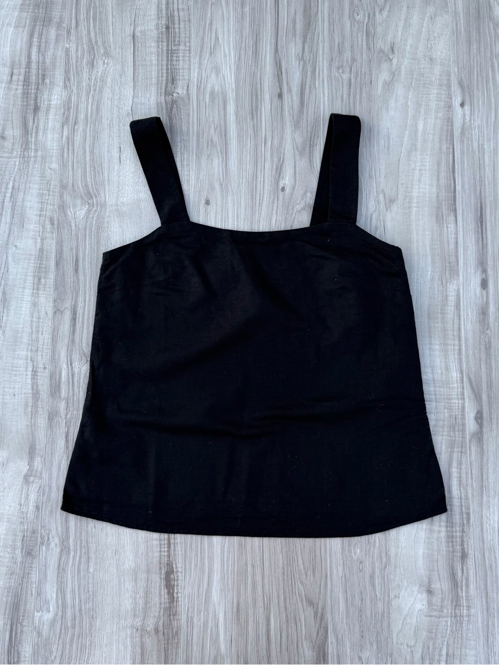 J.Crew Linen-Blend Squareneck Tank Top in black